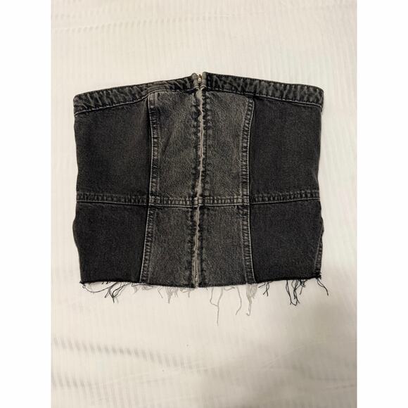 Zara Tops - Zara Women’s Black Frayed Contrast Stitch Patchwork Denim Corset Top-small